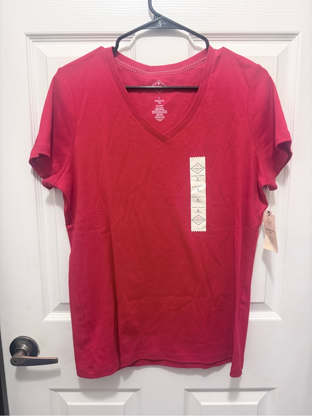 St. John's Bay V-Neck Short Sleeve Tee - Red